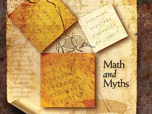 Book cover for The Cult of Pythagoras: Math and Myths by Alberto A. Martínez, displaying overlapping ancient-style sheets with mathematical diagrams, numbers, and geometric figures on a textured brown background.