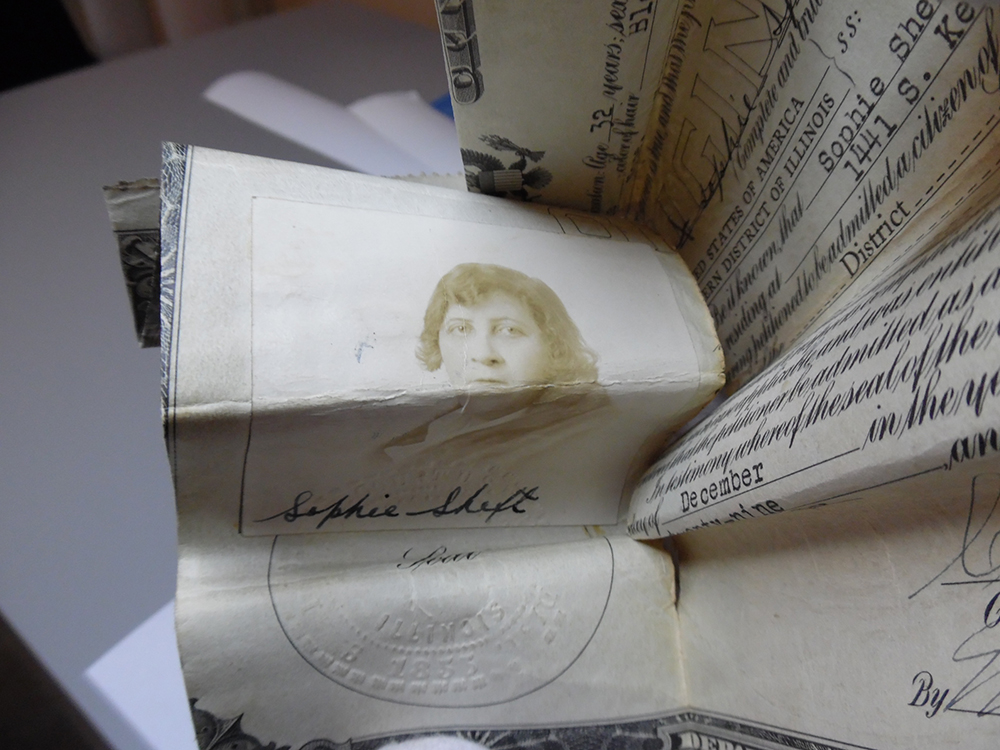 Sophie Sheft, 1920 naturalization certificate and photo