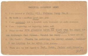 Front of POW card from Arthur Buchman, c.1943