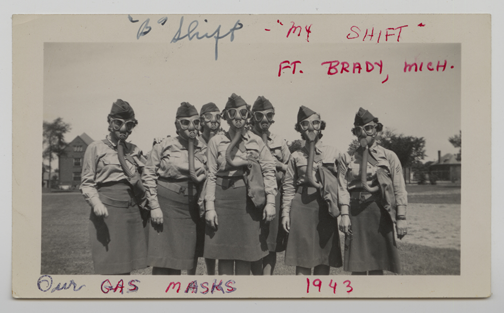 Gas mask drill at Ft. Brady, Michigan, 1943.