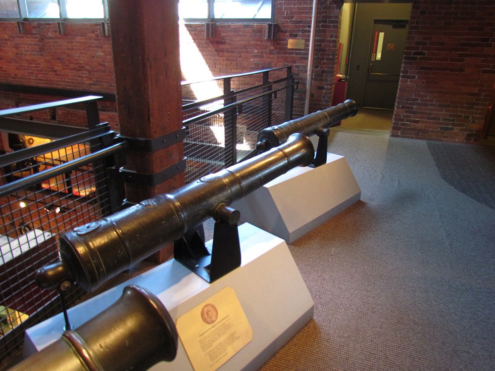 Two original British Six Pound Cannons on display in the History Center’s Clash of Empires exhibit.