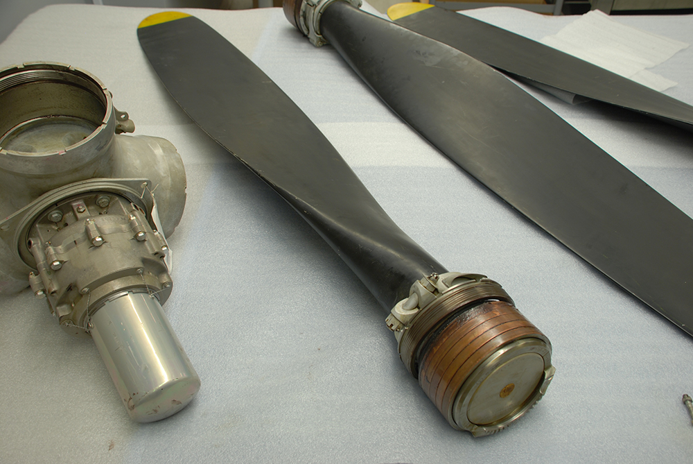 Unassembled components of the Curtiss-Wright propeller