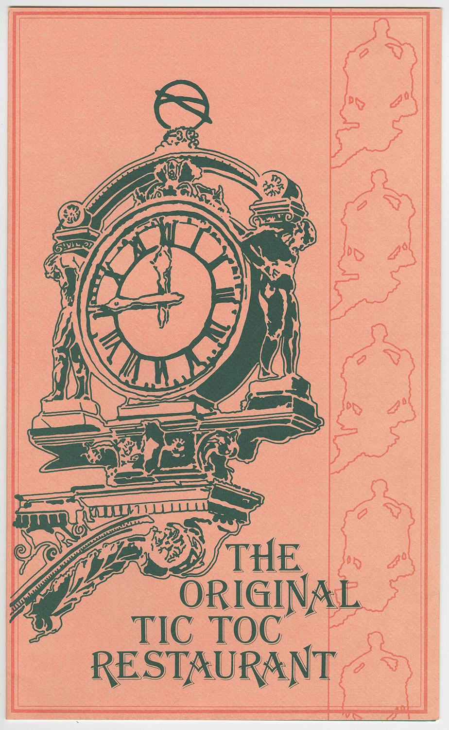 The front page of the Tic Toc Restaurant menu, Kaufmann's Department Store.