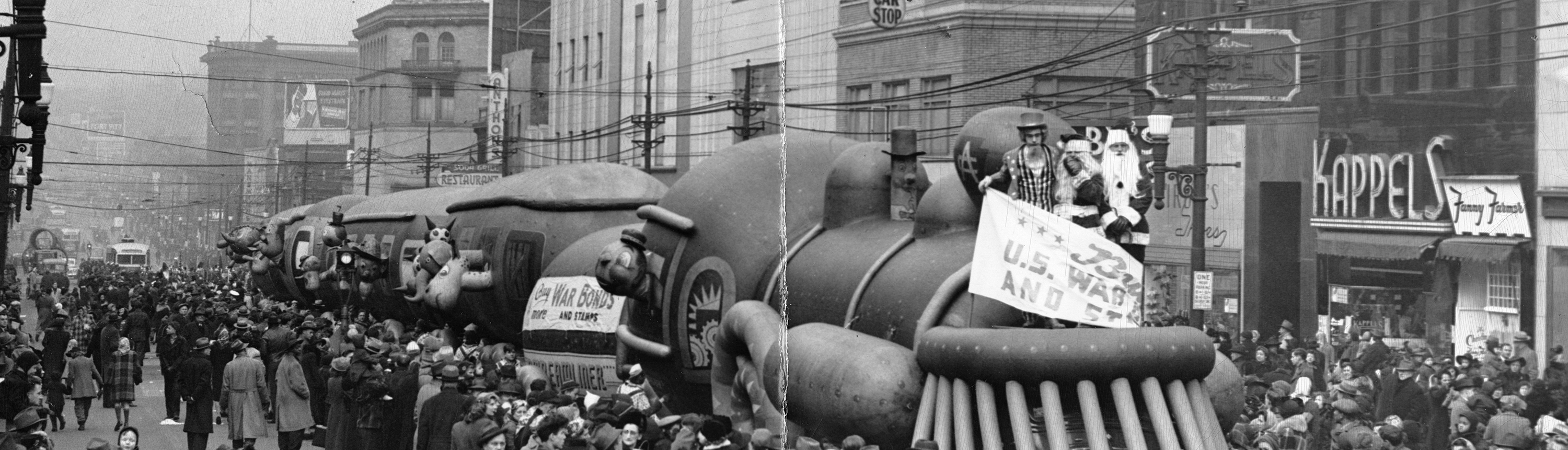 Sixth War Loan parade in East Liberty during the holiday season of 1944.