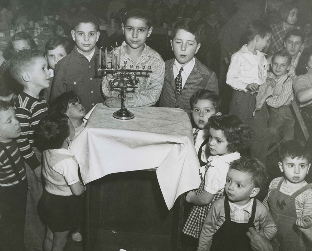 A children's Hanukkah celebration sponsored by the Friendship Club, c. 1950. Earnest Nachman Photographs, Rauh Jewish History Program & Archives at the Heinz History Center.
