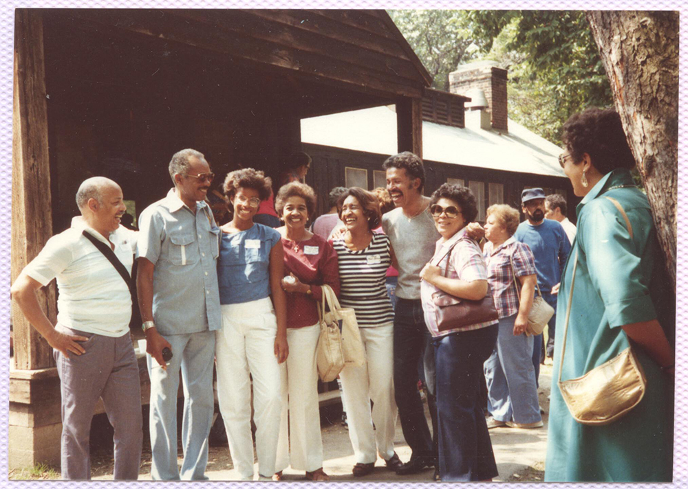 Former campers at a reunion, 1984. Camp Johnson Photographs, 1939-1995, MSP 229, Detre Library & Archives at the Heinz History Center.