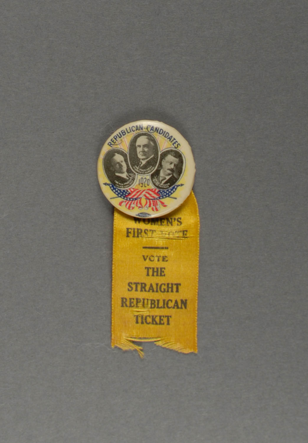 2015.22.720 - Badge from the first Presidential election that all U.S. women were able to vote in. Krasik Collection of Pennsylvania and Presidential Political Memorabilia, Heinz History Center.