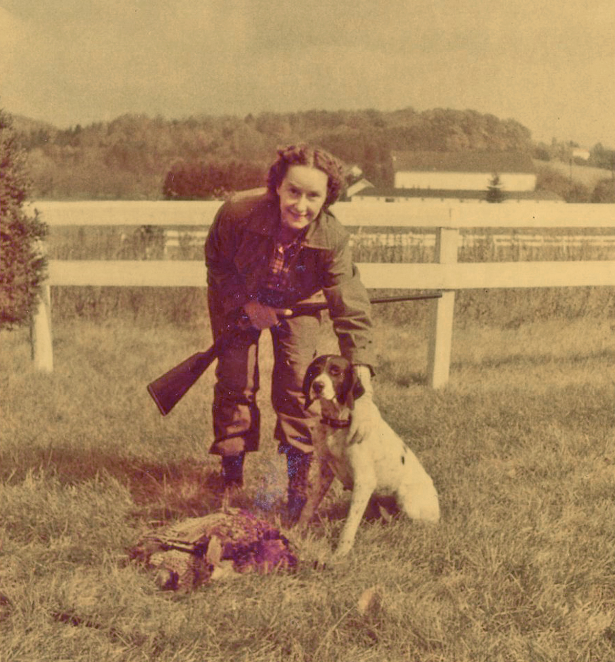 Evelyn Evans posing after a day hunting in the field, 1950s. Evans Family papers and photographs, MSS 818, Detre Library & Archives, Heinz History Center.