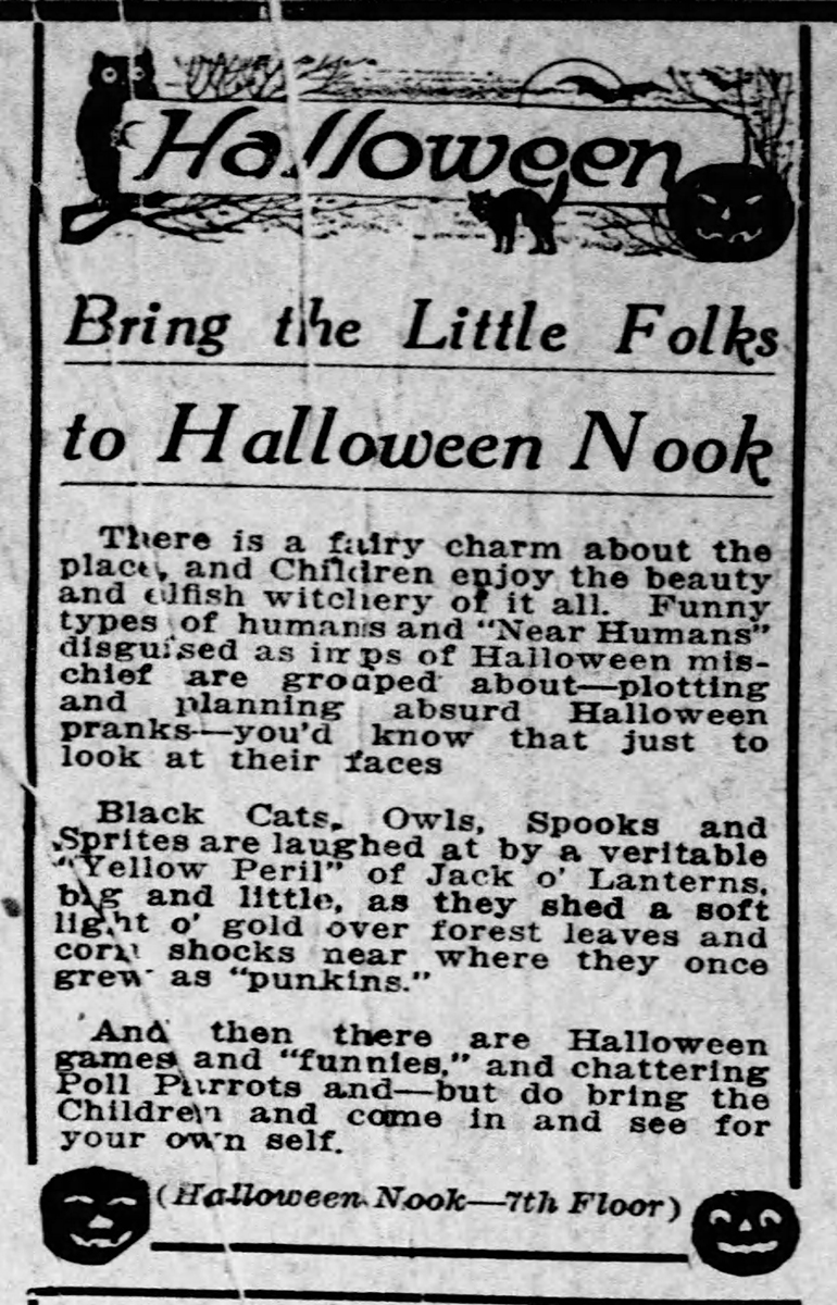 Advertisement for Kaufmann’s Halloween Nook, The Pittsburgh Press, October 27, 1915. Heinz History Center.