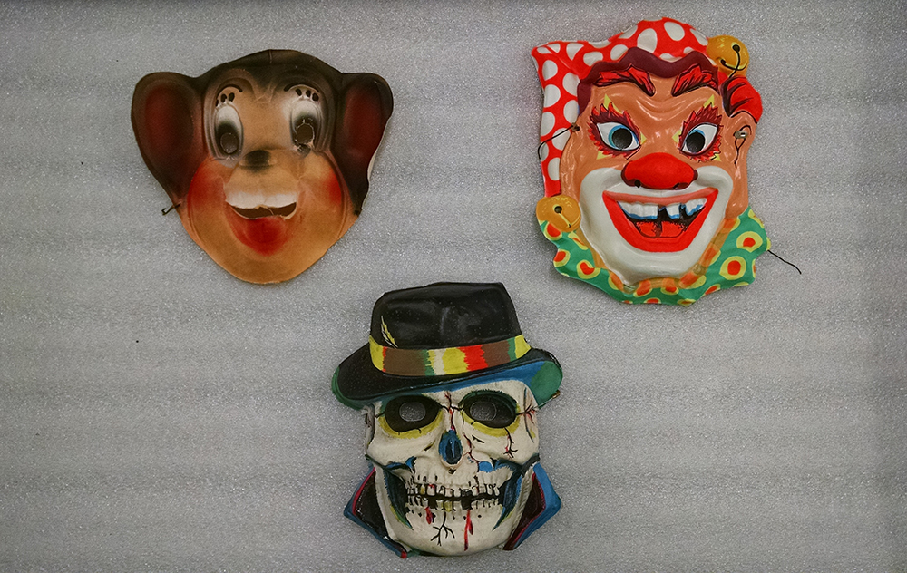 Halco Halloween masks made by the J. Halpern Co, Pittsburgh, c, 1960s. Prominent Pittsburgh banker Julius Halpern started making masks in 1930. Gift of Terri Greenberg, Heinz History Center Collection.