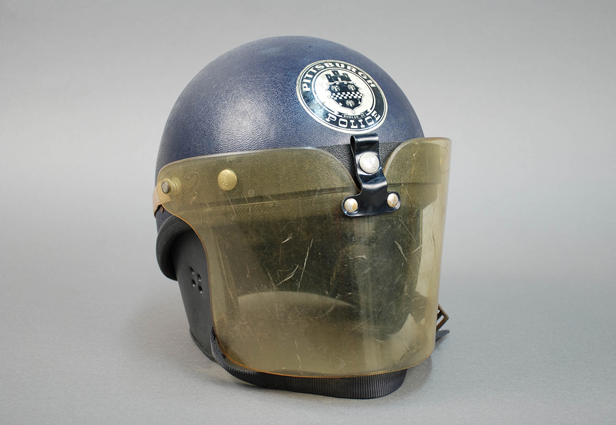 Pittsburgh Police riot helmet used during the 1968 riots in Pittsburgh