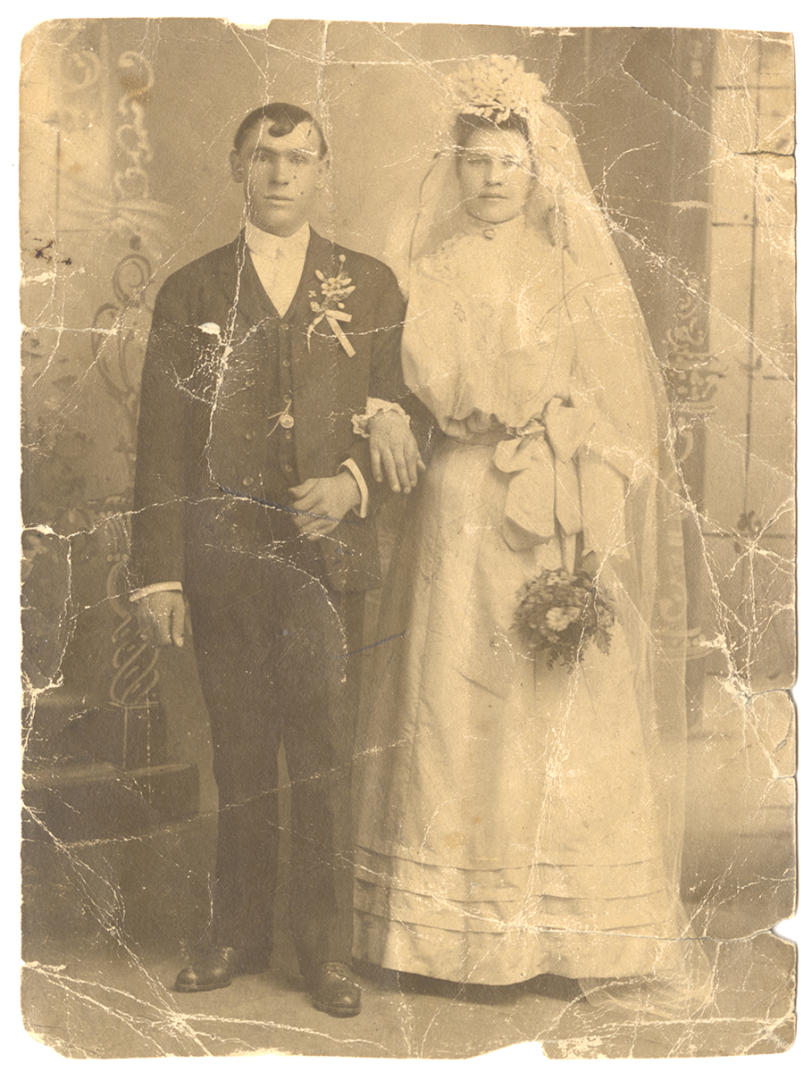 George and Mary in their wedding clothes, 1904. From the Rajcan family collection, Detre Library & Archives at the History Center.