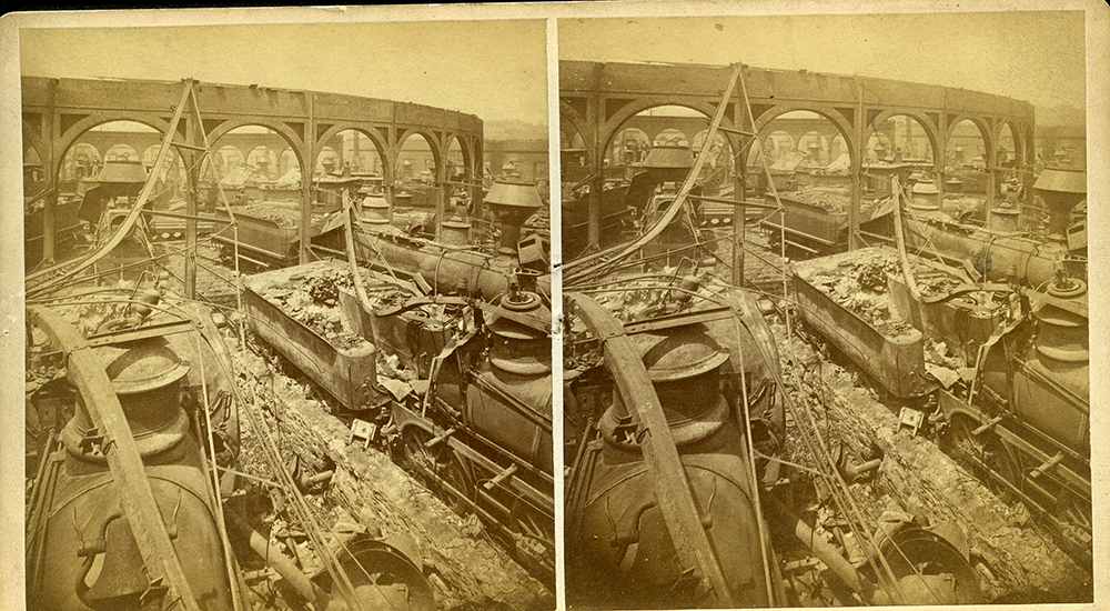 S. V. Albee, “No. 9. Interiors of Upper Round House,” 1877. | Picturing Protest: The Great Railroad Strike of 1877