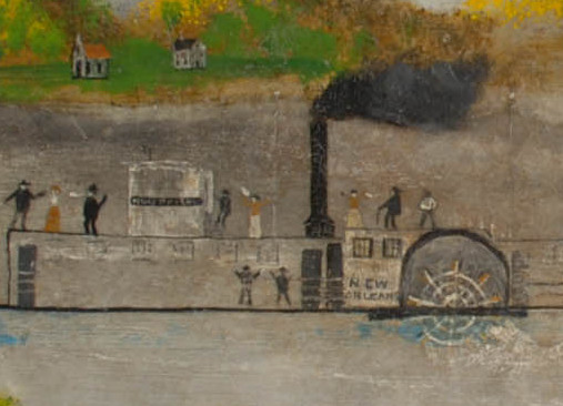 Detail of the New Orleans’ passengers. Folk painting of the steamboat New Orleans, c. 1800s. Senator John Heinz History Center Museum Collection.