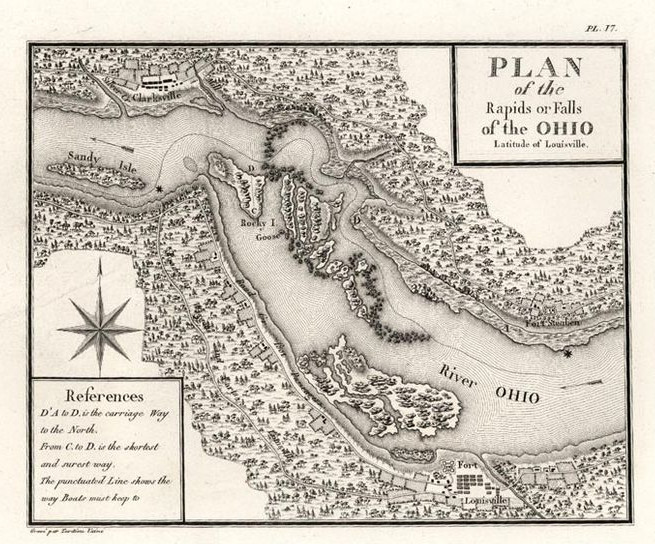 Early map showing the Falls of the Ohio, 1769. | Heinz History Center