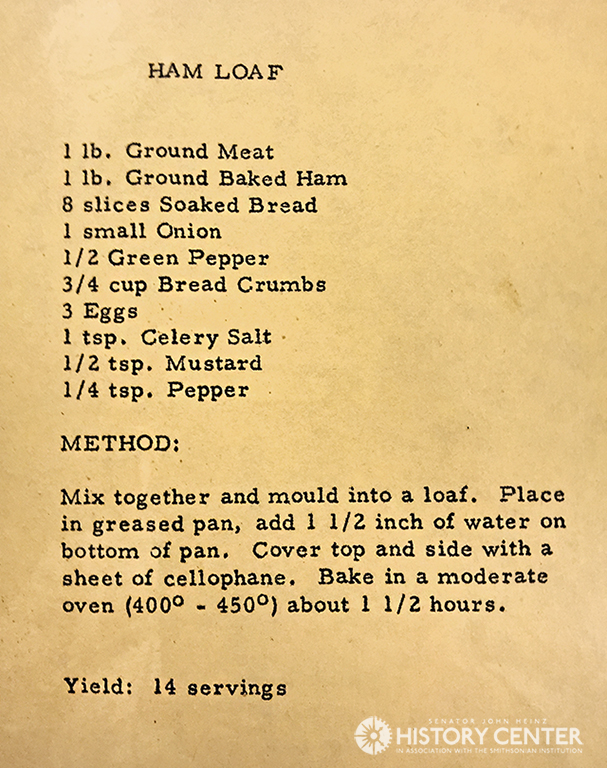 Isaly's recipe for ham loaf. Author collection.