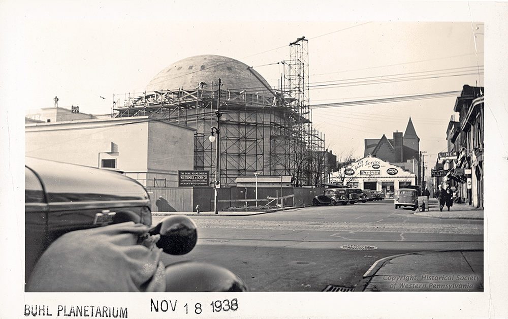 Looking across Federal Street in 1938 to the dome of Buhl Planetarium