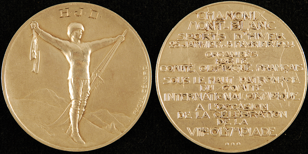 Silver Olympic medal won by Herb Drury, 1924. Gift of Frederick R. Favo.