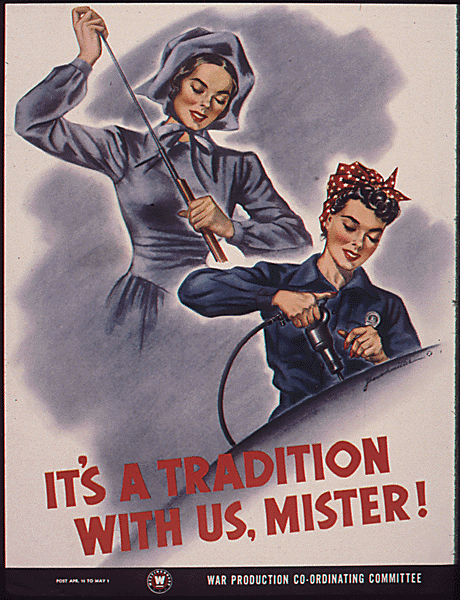 "It's a Tradition With Us, Mister!" poster for the Office for Emergency Management, War Production Board, 1942-1943.
