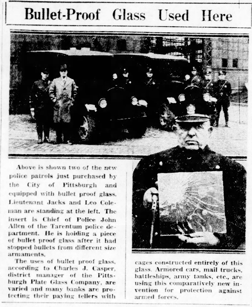 Throughout 1929, the City of Pittsburgh purchased new law enforcement tools to help the police cope with the higher firepower carried by Prohibition-era gangsters. Credit: Pittsburgh Post-Gazette, March 20, 1929
