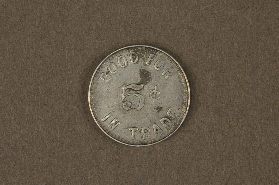 Zoglmann’s restaurant and saloon token, c. 1910; currently on view in American Spirits.