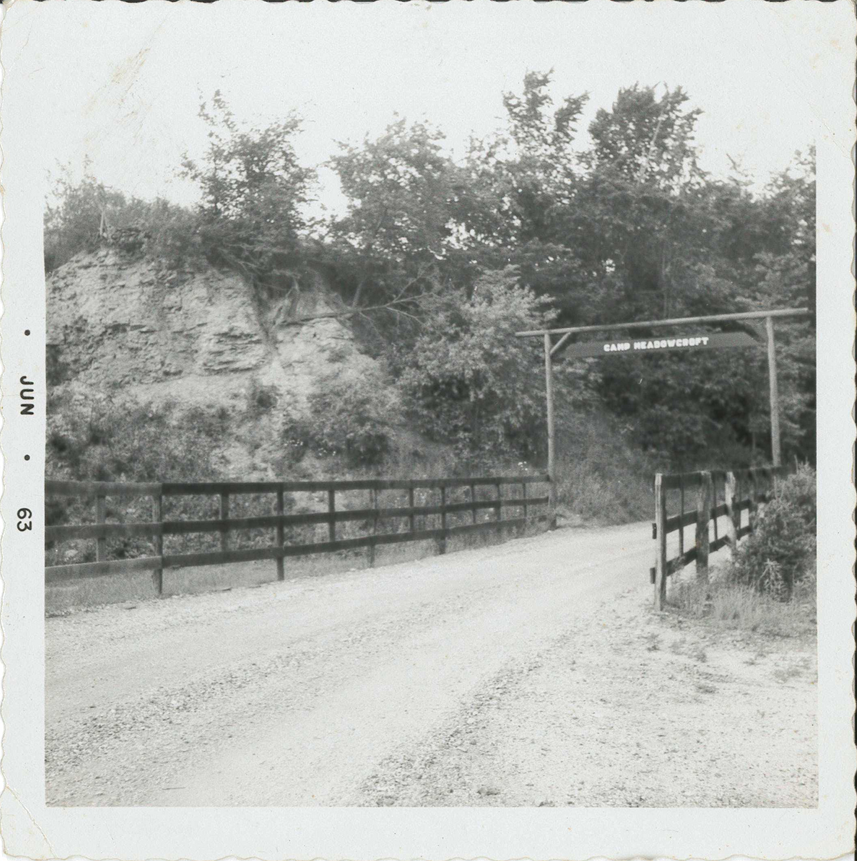 On July 28, 1959, the Camp Meadowcroft sign was hung up along the entrance road.