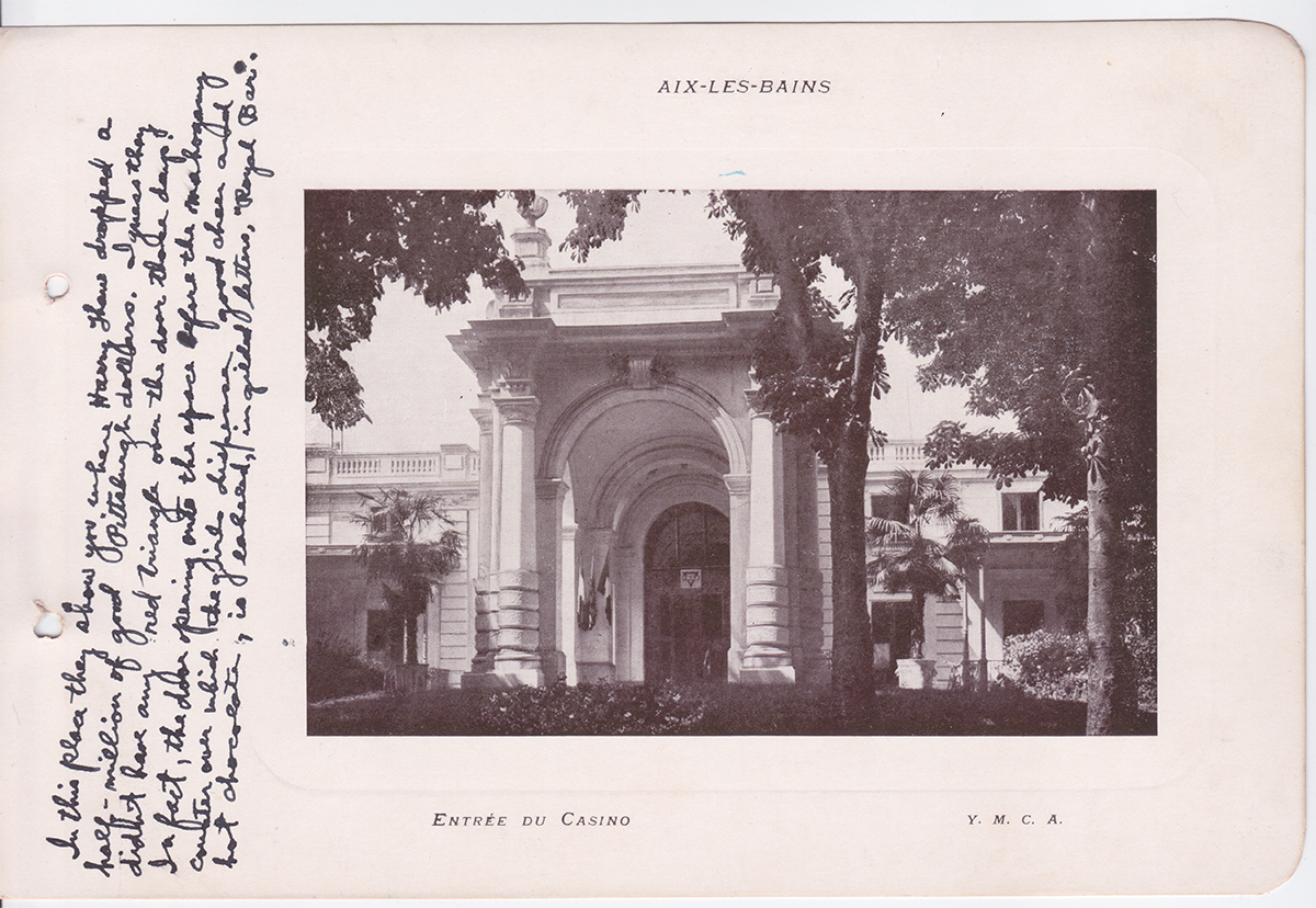 Aix-les-Bains, France souvenir book. Lloyd enjoyed a furlough at the famous warm sulfur springs resort in the French Alps.