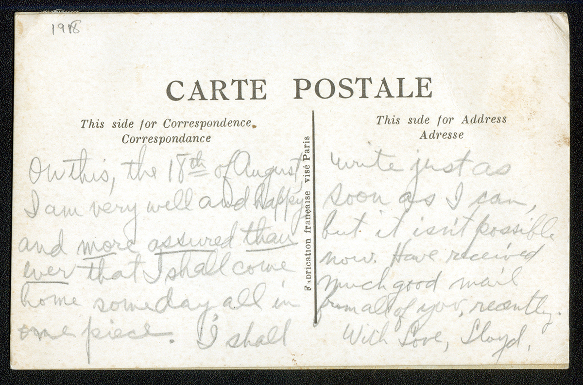 Back of postcard from France.