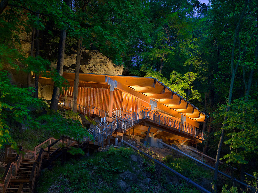 Meadowcroft Rockshelter at dusk. Photo by Ed Massery.