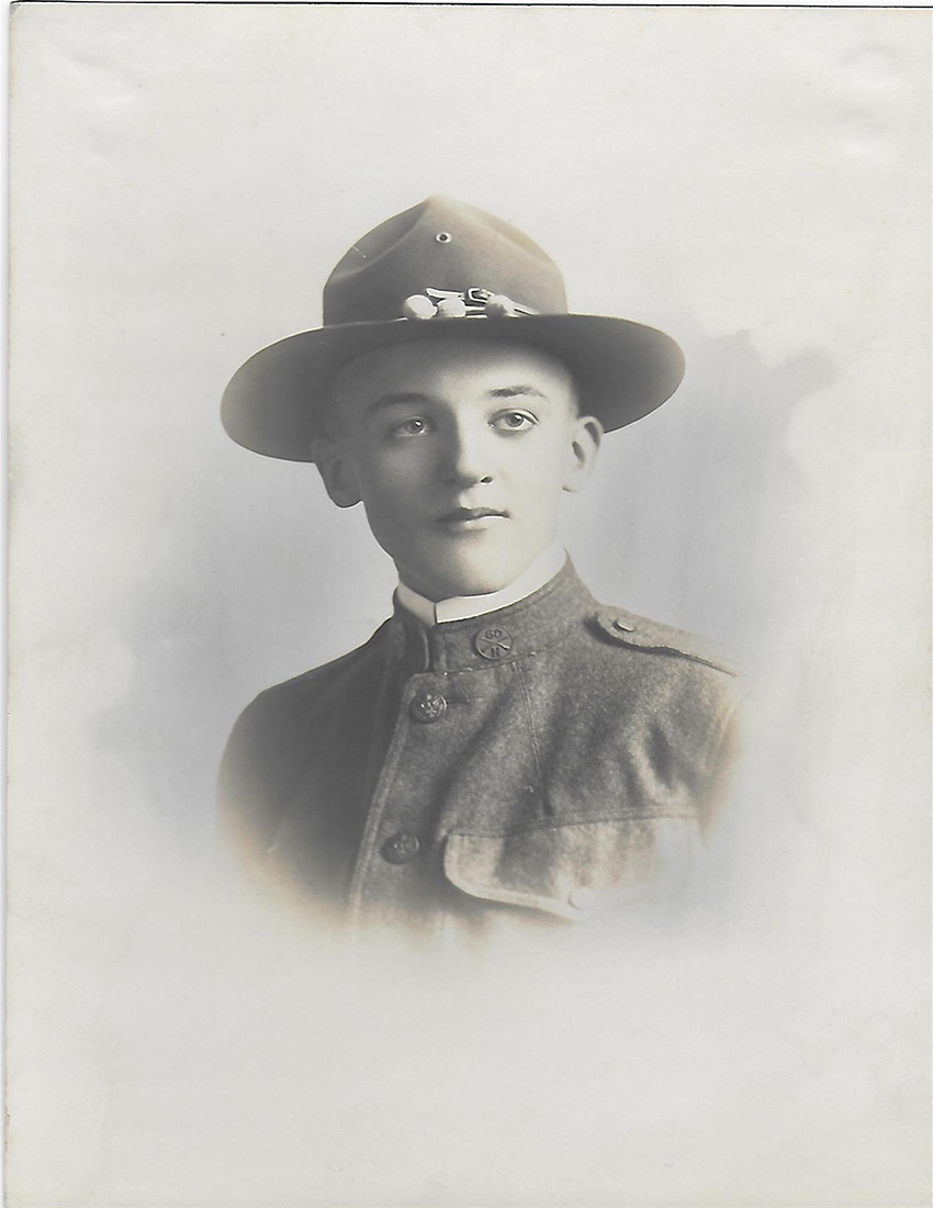 Young Carl, the son of a German immigrant, went off to serve his country in the “war to end all wars.” He never returned. This picture of him at age 18 became his family’s final view of him. Then, through three generations, he became an ancestral memory. Courtesy of Noretta Willig.