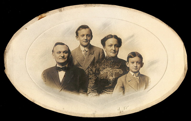 This photo, dated approximately 1910, shows Henry and Anna Willig, Carl’s parents, with Carl in the background and Walter in the foreground. Walter is the author’s father. Courtesy of Noretta Willig.