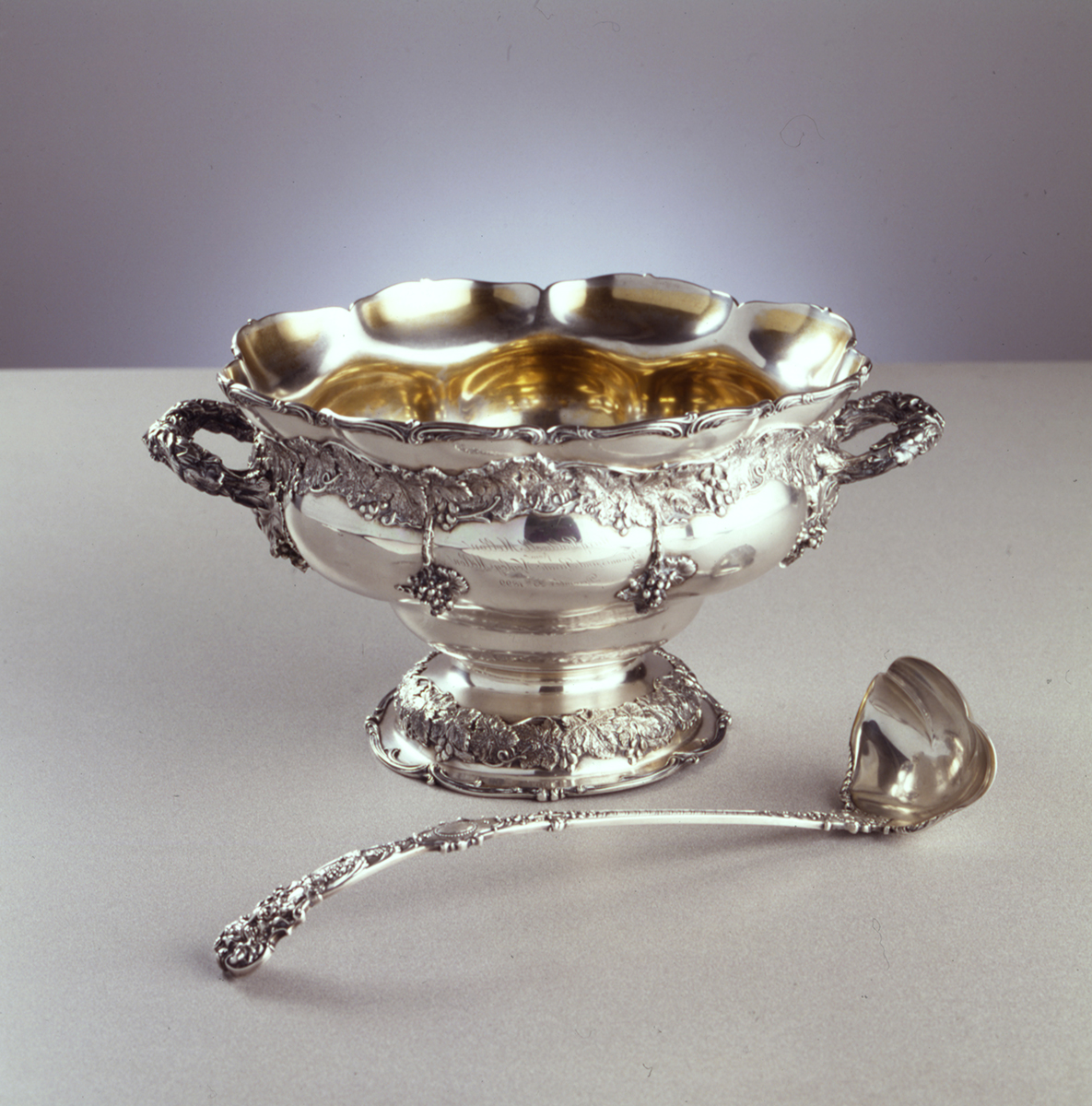Mellon punch bowl and ladle, 1899. Gift of Mr. and Mrs. Samuel McClung.