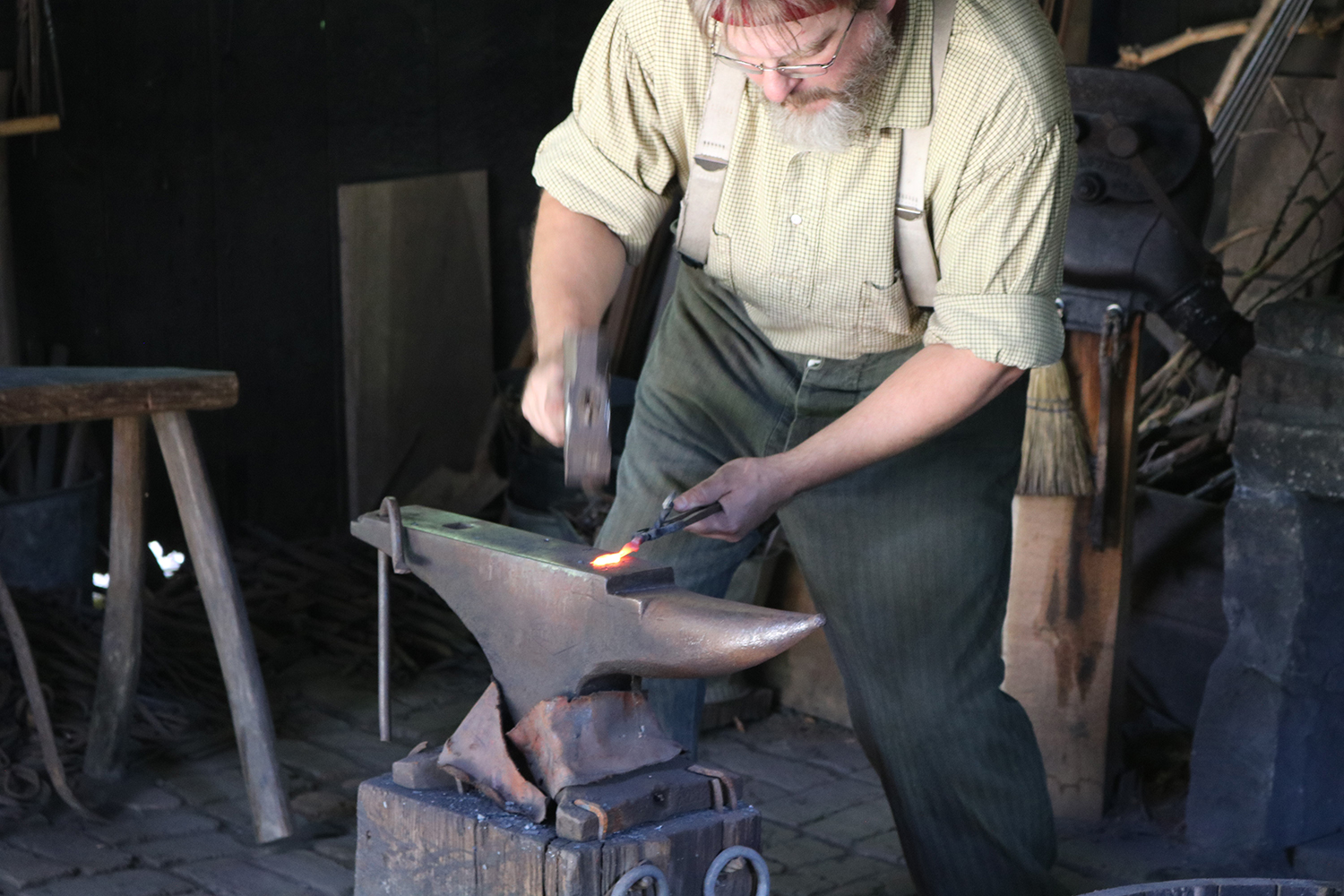 Blacksmith Dewayne Curry at Meadowcroft Historic Village