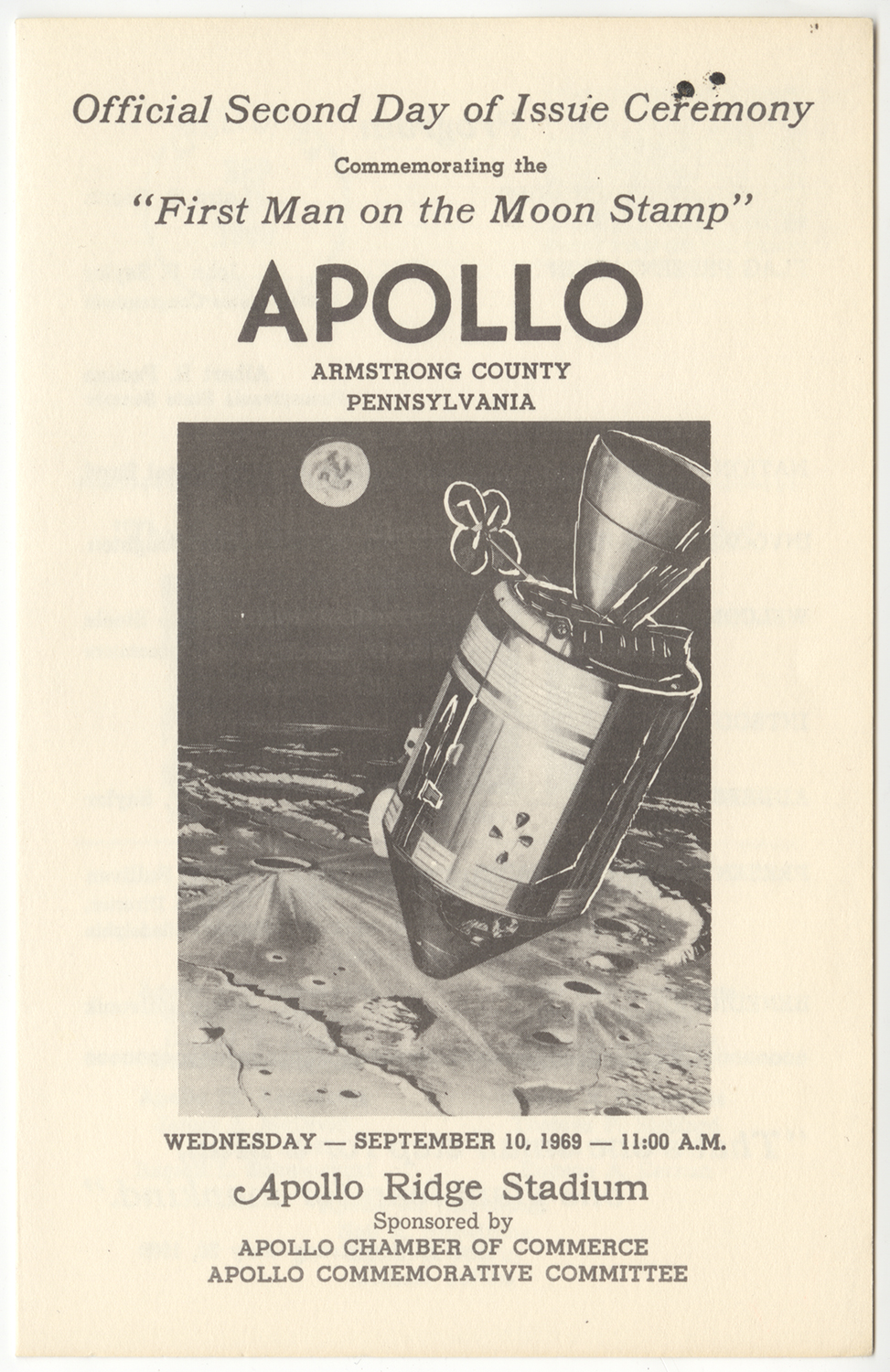 Program from "First Man on the Moon" launch, 1969.