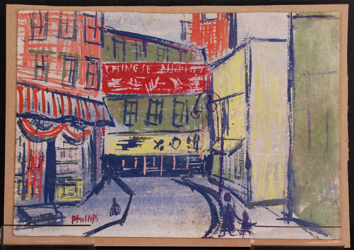 Esther Phillips, street scene, tempera on paper, 1930s. Heinz History Center museum collection. Gift of the Estate of Sibyl Barsky Grucci.