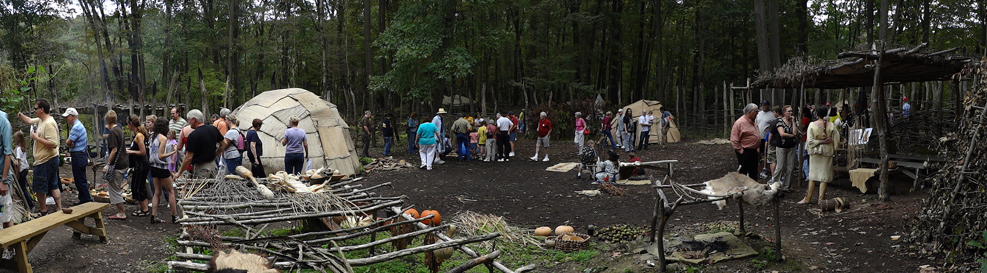 The Monongahela Indian Village during the annual Frontier Heritage Weekend at Meadowcroft.
