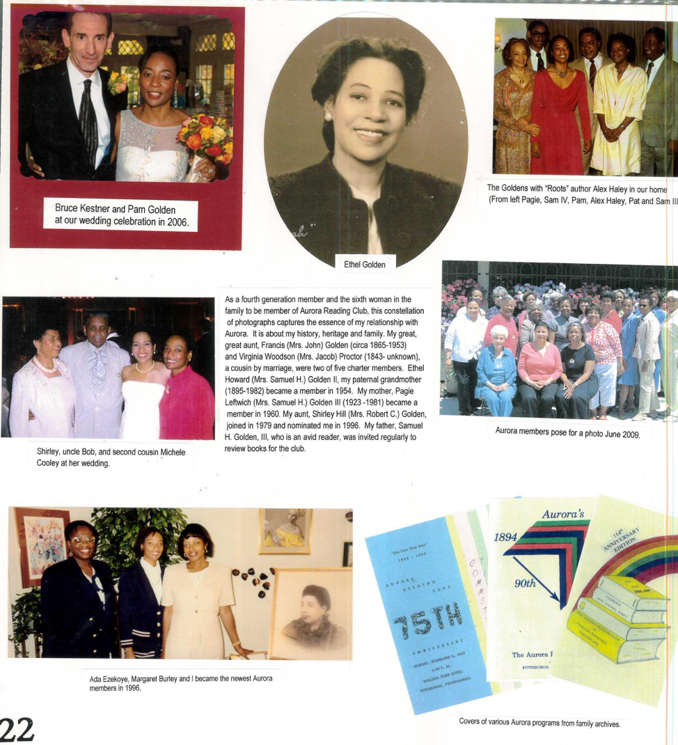 A page from a scrapbook created by the Aurora Reading Club for their 2009-2010 yearbook.