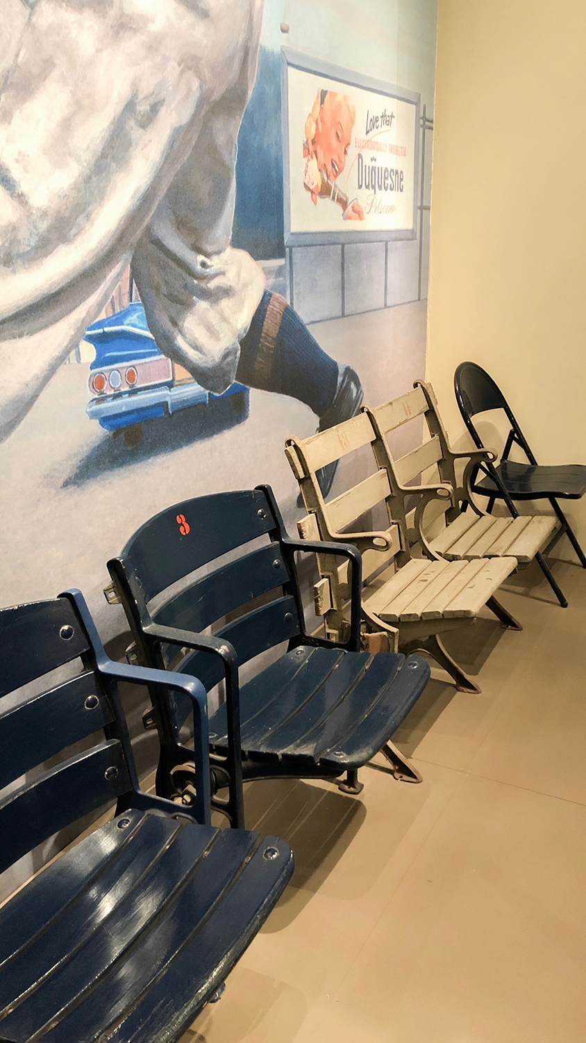 Stadium seats from Forbes Field, on display in the Western Pennsylvania Sports Museum.