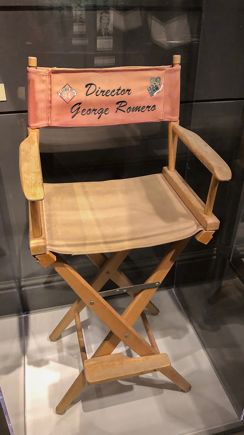 George Romero’s director chair, on display in Pittsburgh: A Tradition of Innovation.