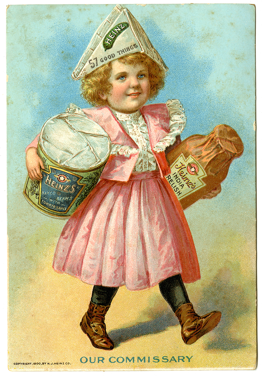 Heinz advertising trade cards, c. 1900.