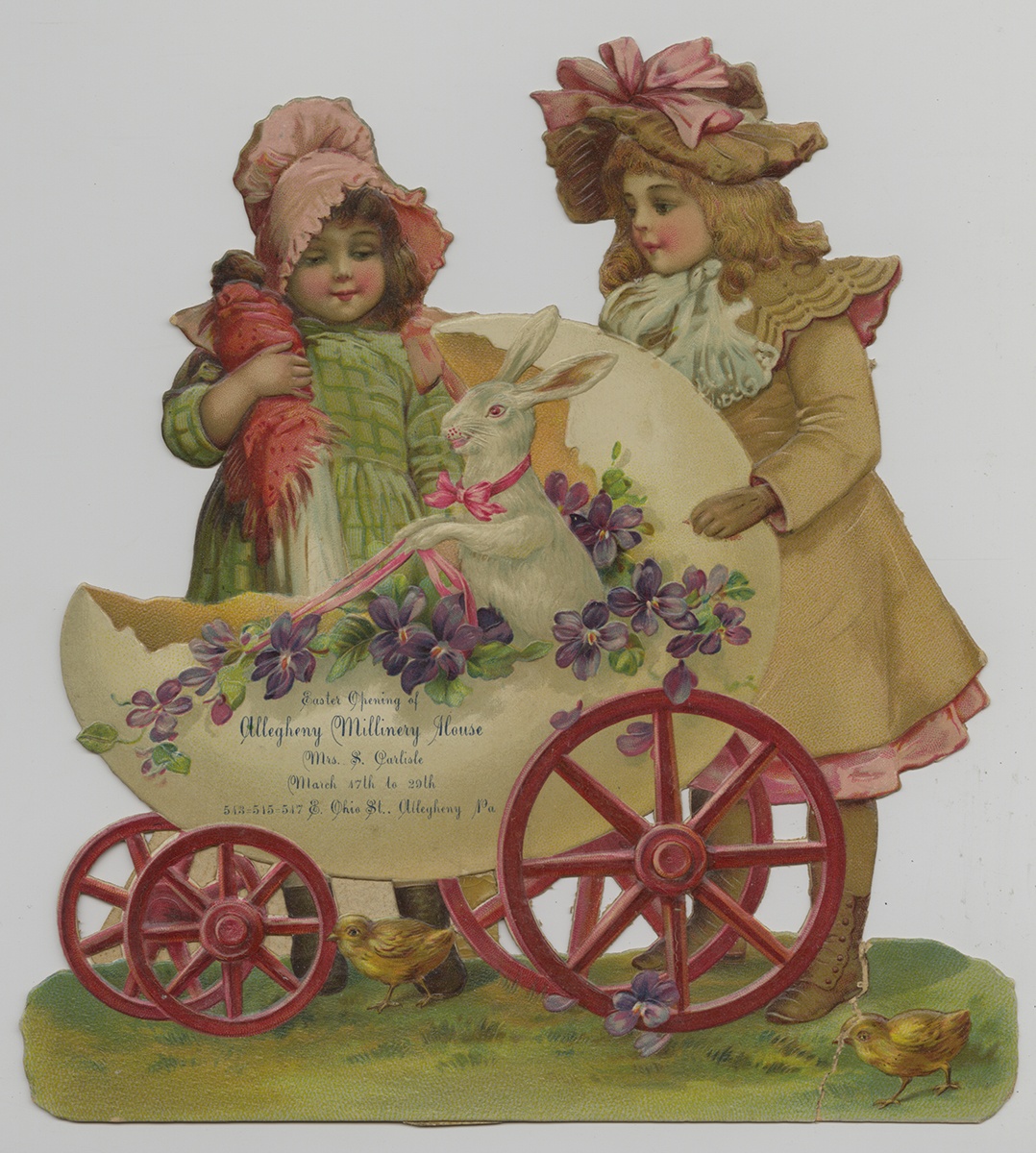 Easter advertising card from the Allegheny Millinery House, c. 1903.