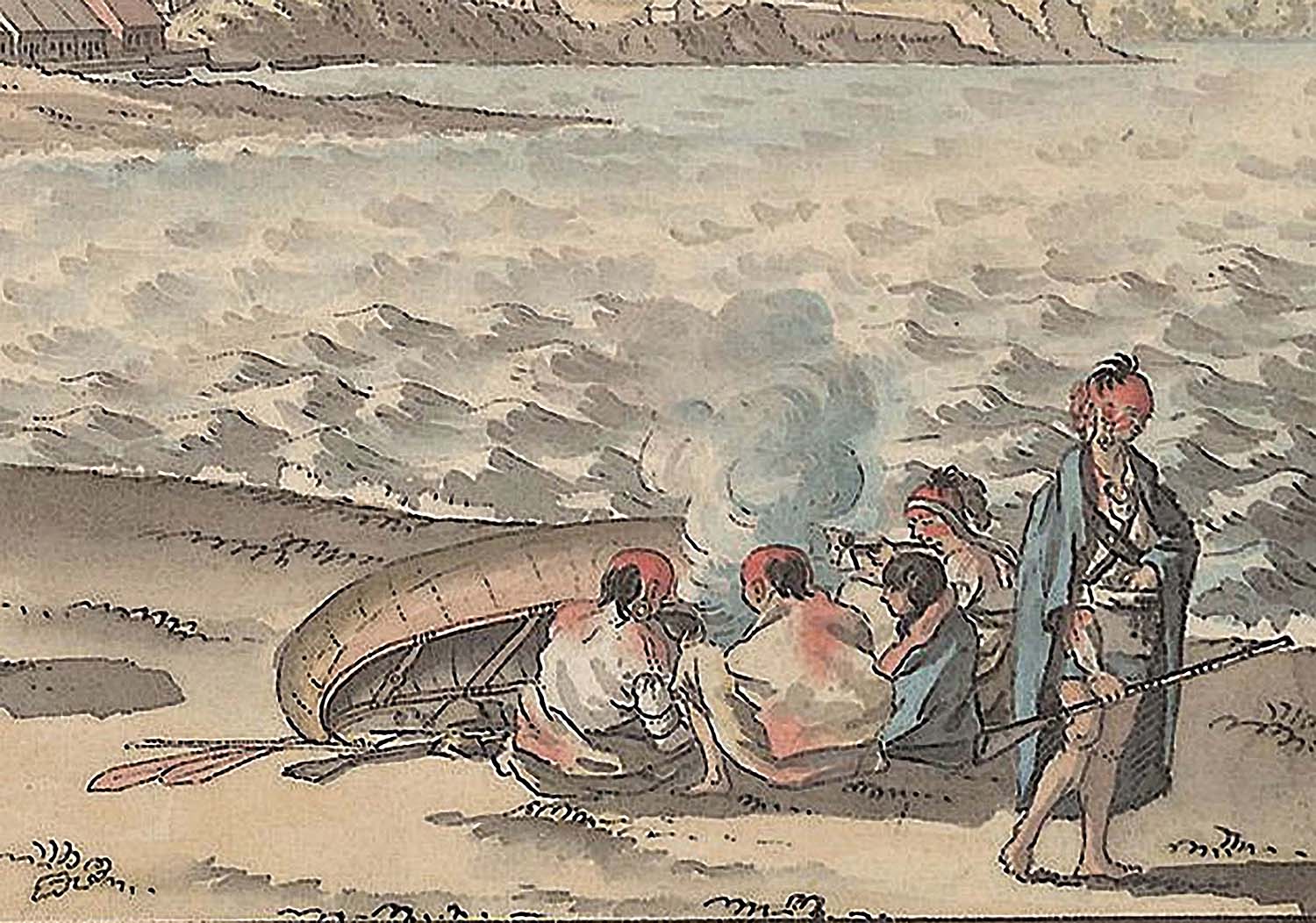 James Peachey, detail, View of Three Rivers taken from the Road leading to Pont du Lac, 1784, British Library.