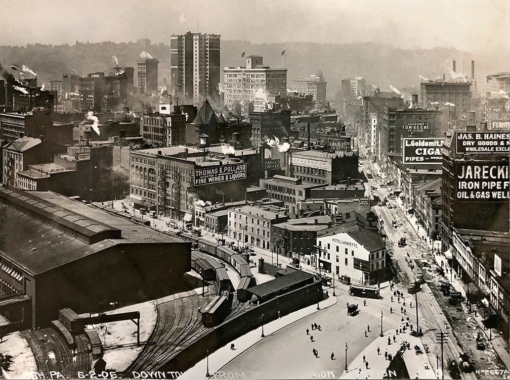 Looking from the roof of the PRR Station to the intersection of New Grant and Liberty, June 1906.