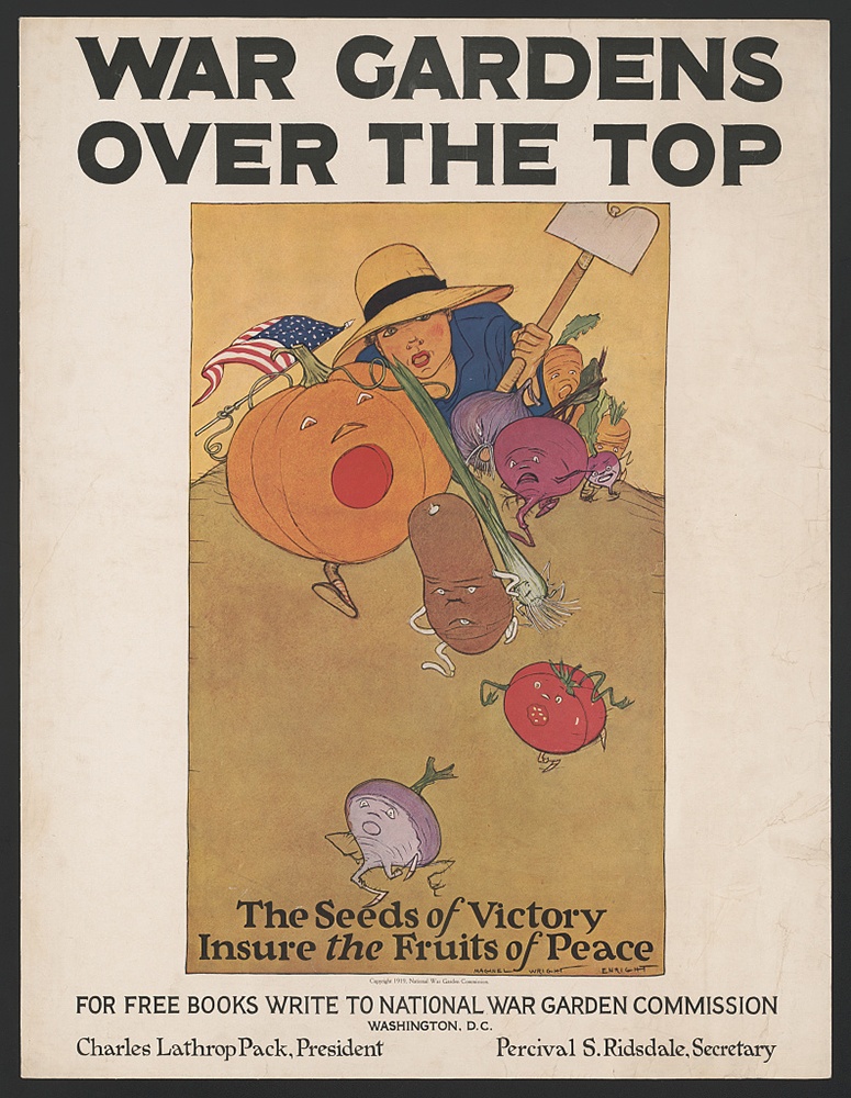War gardens over the top. Poster by Maginel Wright Enright, National War Garden Commission, 1919. War gardens over the top. Poster by Maginel Wright Enright, National War Garden Commission, 1919.