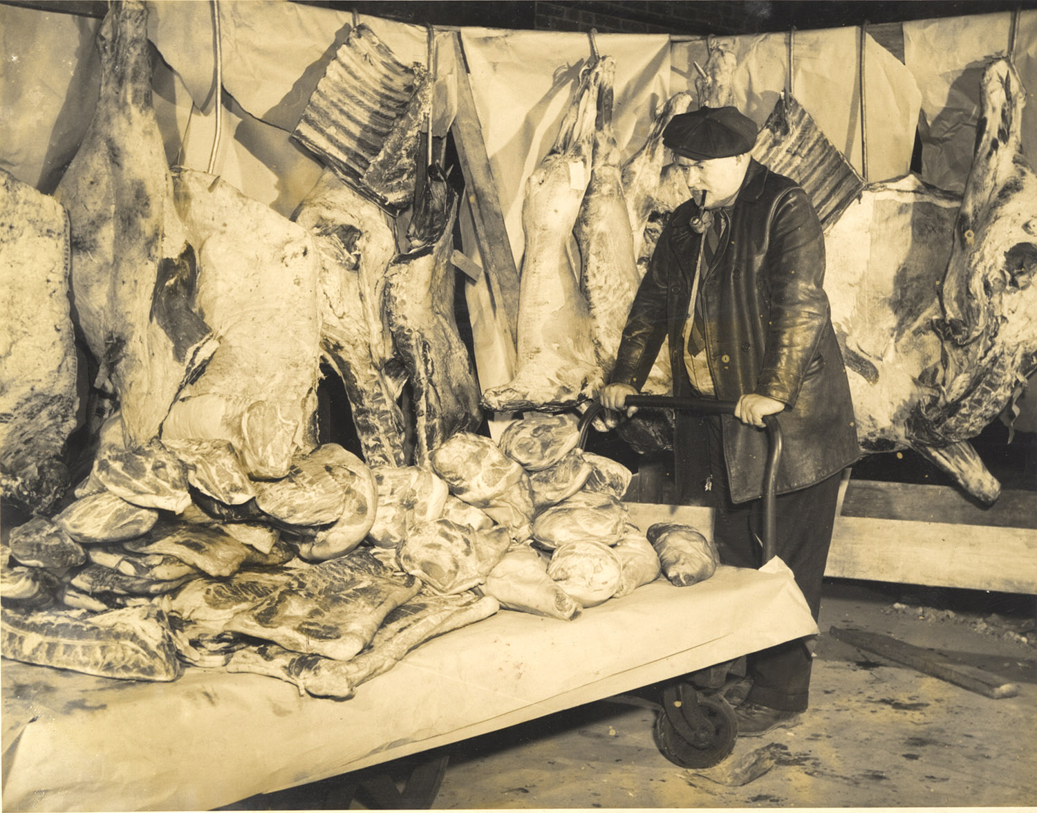 Ray Sprigle and his “truckload of meat,” 1945.