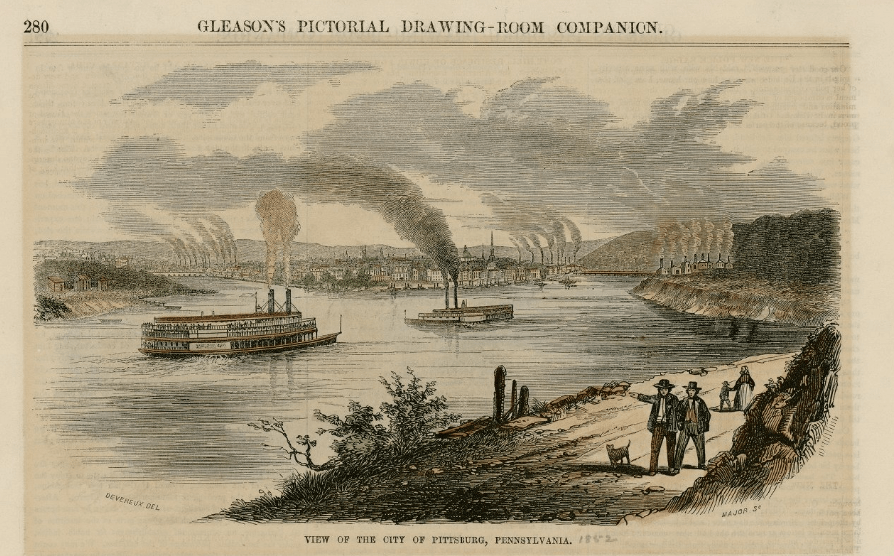 View of the city of Pittsburgh, 1852. By George T. Devereux. View of the city of Pittsburgh, 1852. By George T. Devereux.