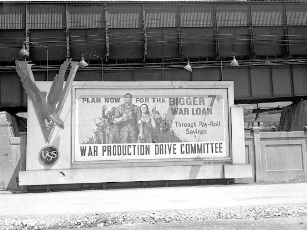 7th war Loan Fund Drive promotion on the grounds of Carnegie-Illinois Steel Corporation, May 8, 1945.
