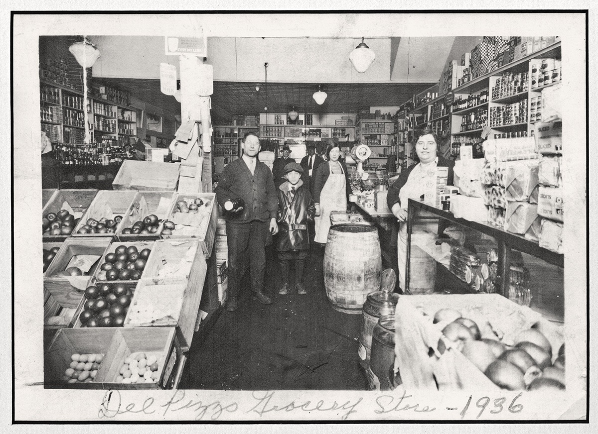 Del Pizzo Grocery Store in East Liberty, 1936. Gift of Marianne Del Pizzo. Italian American Collection at the Heinz History Center.