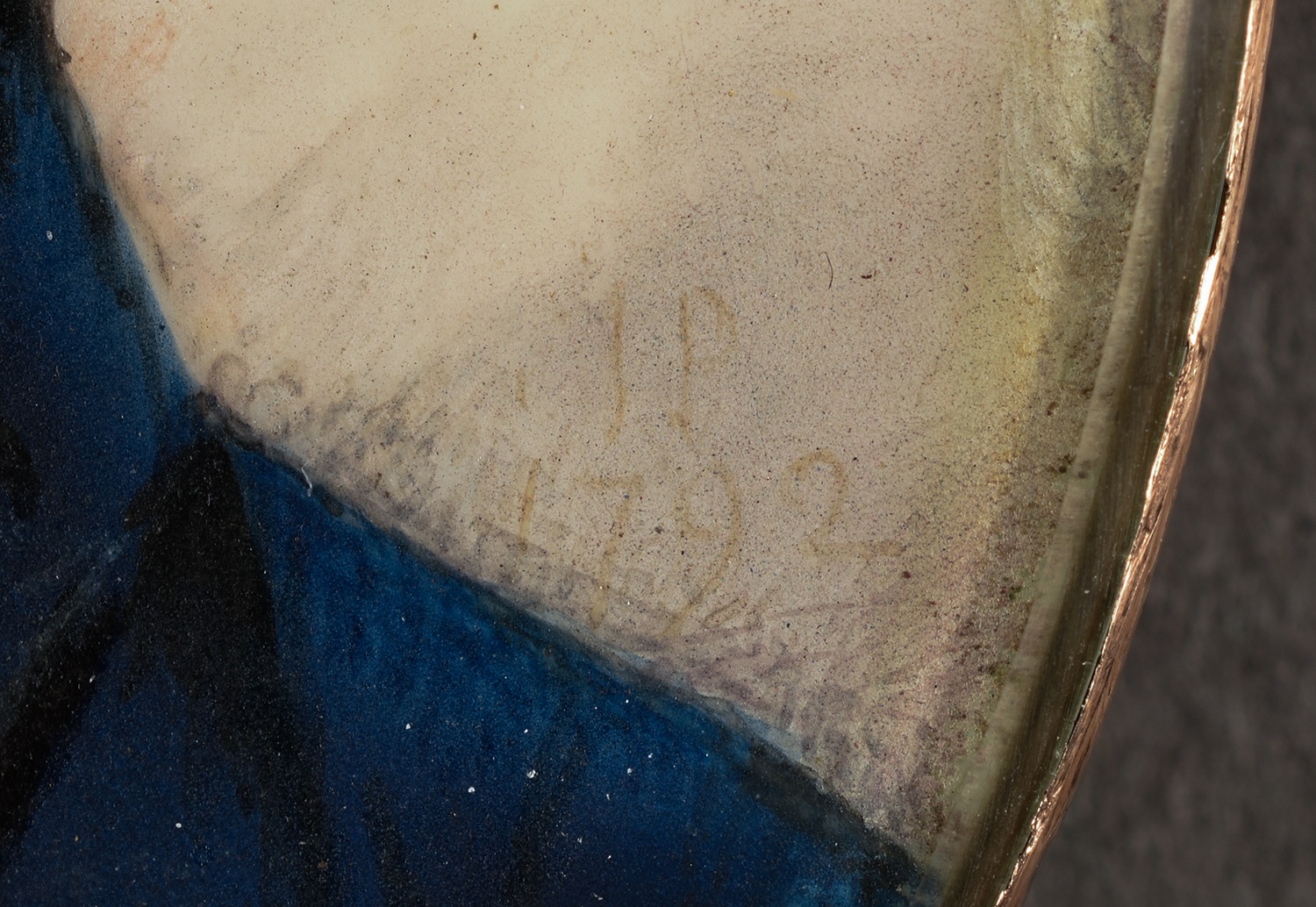 Portrait Miniature of Ebenezer Denny, Detail of artist signature and date: “JP / 1792”