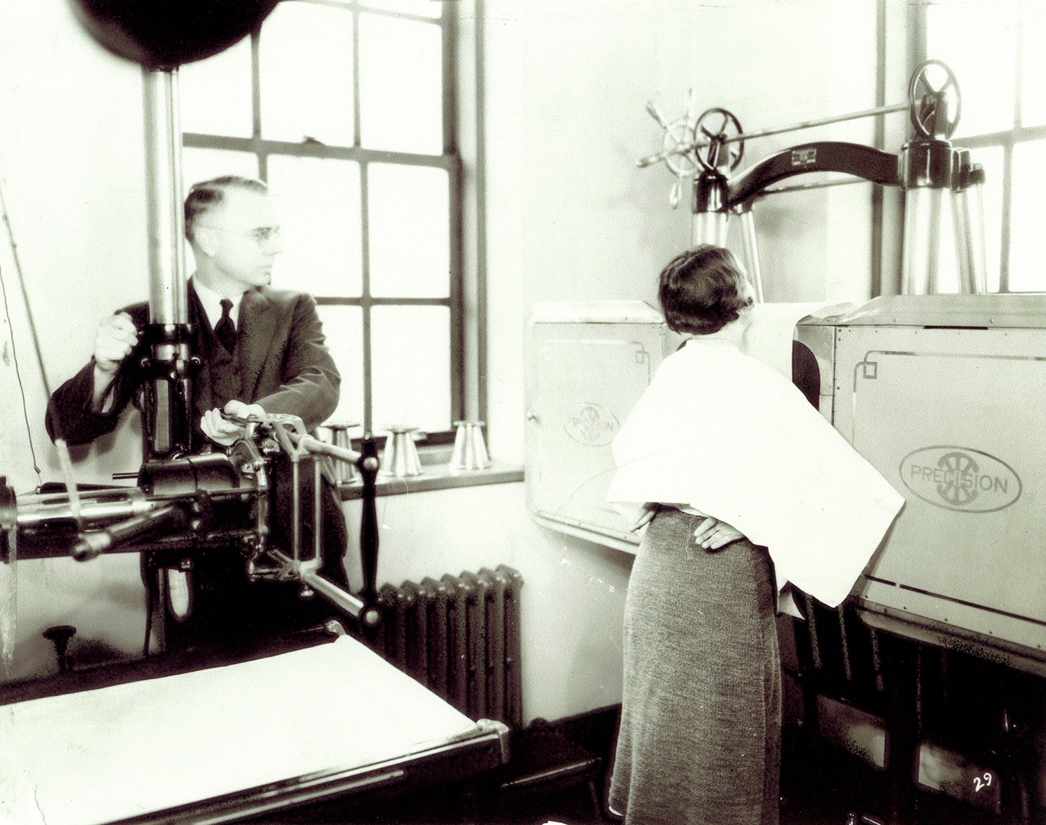 A TB Patient being x-rayed, c. 1935.